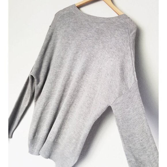 Kut‎ From The Kloth Gray Star Pullover V Neck Sweater S Cashmere Blend Jumper - Picture 11 of 14